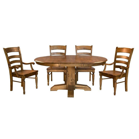 A-America Bennett 5 Piece Pedestal Dining Room Set w/Arm Chairs in Smoky Quartz