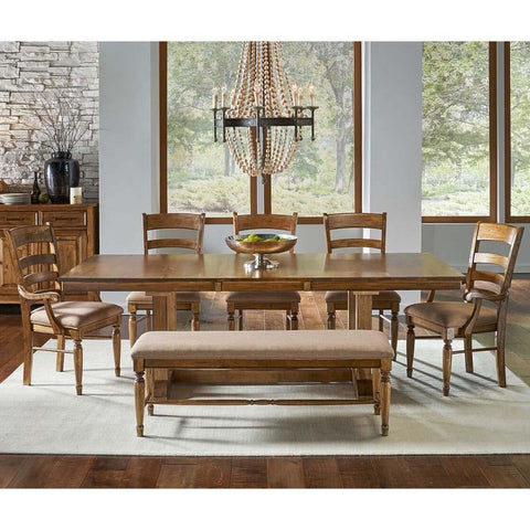 A-America Bennett 8 Piece Trestle Dining Room Set w/Upholstered Chairs & Bench in Smoky Quartz