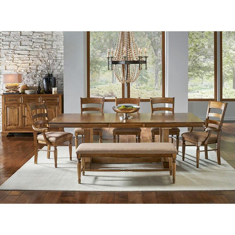 A-America Bennett 9 Piece Trestle Dining Room Set w/Upholstered Chairs & Bench in Smoky Quartz