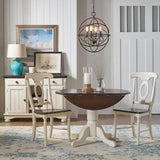 A-America British Isles 4 Piece Drop Leaf Dining Room Set w/Slat Chairs in Chalk-Cocoa Bean