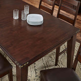 A-America Carter Rectanglar Leg Dining Table w/Self-Storing Leaf in Rich Tobacco