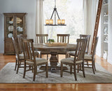 A-America Dawson 8 Piece Trestle Dining Room Set w/Wood Chairs in Wire Brushed Timber