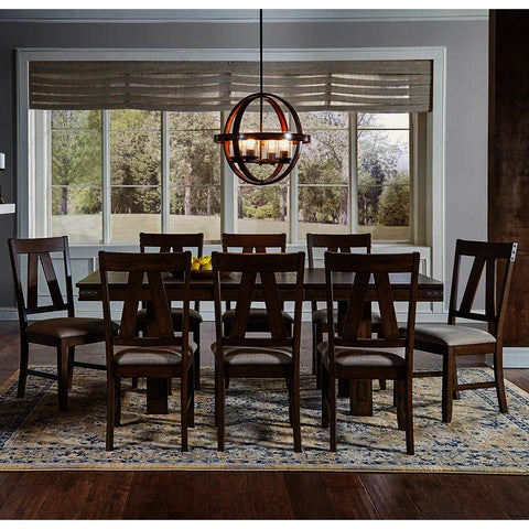 A-America Eastwood 9 Piece Trestle Dining Room Set w/Butterfly Leaf in Rich Tobacco