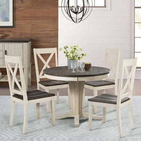 A-America Huron 5 Piece Pedestal Dining Room Set in Cocoa-Chalk
