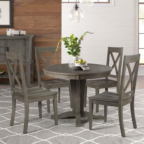 A-America Huron 5 Piece Pedestal Dining Room Set in Distressed Grey