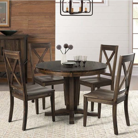 A-America Huron 5 Piece Pedestal Dining Room Set in Weathered Russet