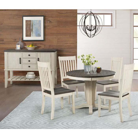A-America Huron 6 Piece Pedestal Dining Room Set w/Slat Chairs in Cocoa-Chalk