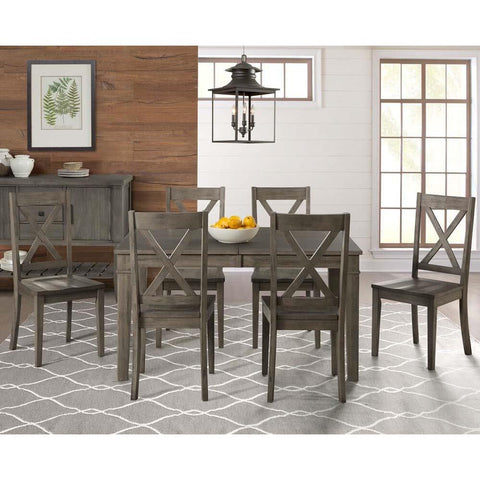 A-America Huron 7 Piece Leg Dining Room Set in Distressed Grey