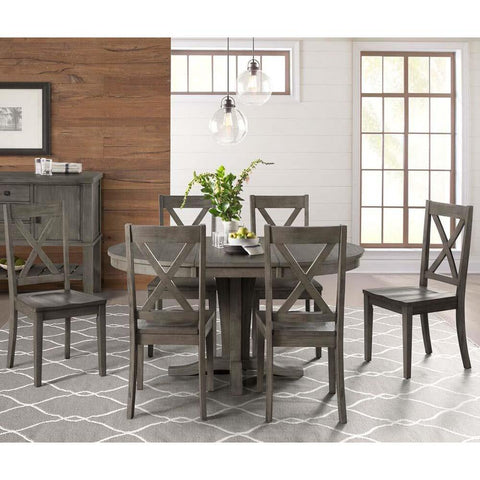 A-America Huron 7 Piece Pedestal Dining Room Set in Distressed Grey