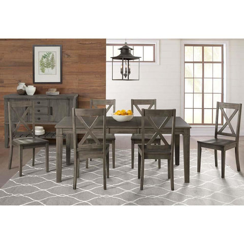 A-America Huron 8 Piece Leg Dining Room Set in Distressed Grey