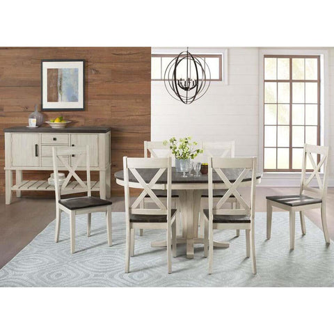 A-America Huron 8 Piece Pedestal Dining Room Set in Cocoa-Chalk