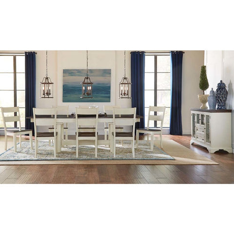 A-America Mariposa 10 Piece Trestle Dining Room Set in Cocoa-Chalk