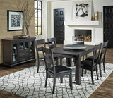 A-America Mariposa 5 Piece Leg Dining Room Set w/Slat Back Chairs in Warm Grey