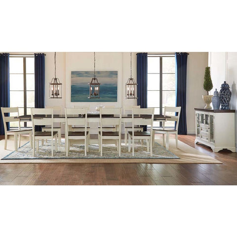 A-America Mariposa 12 Piece Trestle Dining Room Set in Cocoa-Chalk