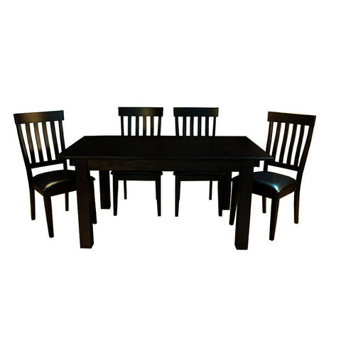 A-America Mariposa 5 Piece Leg Dining Room Set w/Slat Back Chairs in Warm Grey