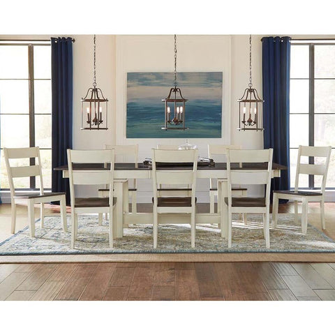 A-America Mariposa 9 Piece Trestle Dining Room Set in Cocoa-Chalk