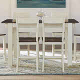 A-America Mariposa 11 Piece Leg Gathering Height Table Set w/Slatback Chairs in Cocoa-Chalk