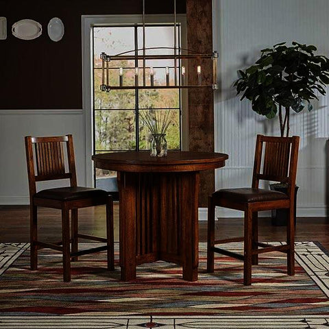 A-America Mission Hill 3 Piece Gather Height Round Pedestal Table Set in Harvest