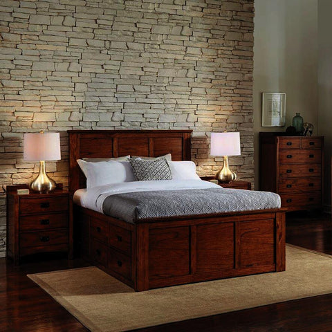 A-America Mission Hill 4 Piece Captains Bedroom Set in Harvest