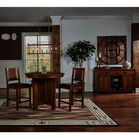 A-America Mission Hill 4 Piece Gather Height Round Pedestal Table Set in Harvest