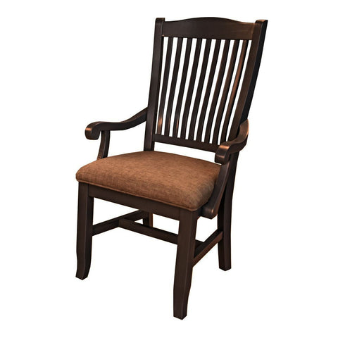 A-America Port Townsend Upholstered Slatback Arm Chair in Gull Grey & Seaside Pine