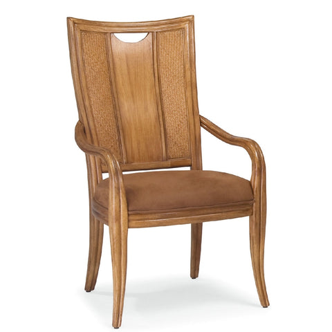 American Drew Antigua Splat Back Arm Chair in Toasted Almond