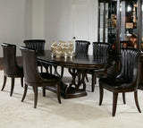 American Drew Bob Mackie Double Pedestal Oval Dining Table in Dark Brown