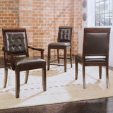 American Drew Tribecca Upholstered Leather Side Chair-KD in Root Beer Color