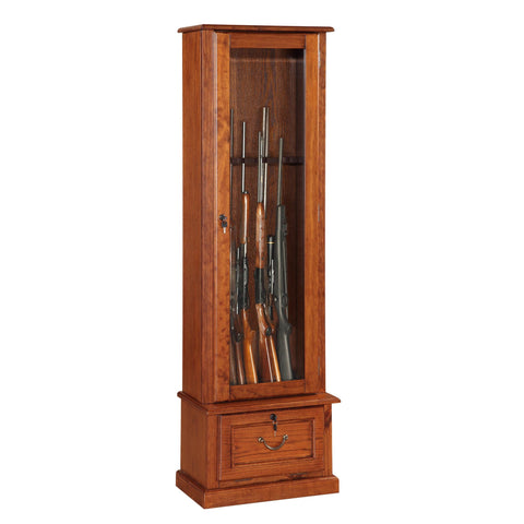 American Furniture Classics 8 Gun Cabinet In Medium Brown