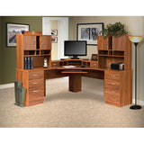 American Furniture Classics L Work center With Monitor Platform And Two Hutches In Autumn Oak