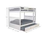 American Furniture Classics Model 80215-TRUN-KD Full over Full Bunk Bed with Twin Sized Trundle in Casual White