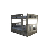 American Furniture Classics Model 83215-K3-KD Full over Full Bunk Bed with Three Underbed Drawers in Charcoal Gray