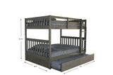 American Furniture Classics Model 83215-TRUN-KD Full over Full Bunkbed with Twin Sized Trundle in Rich Charcoal Grey