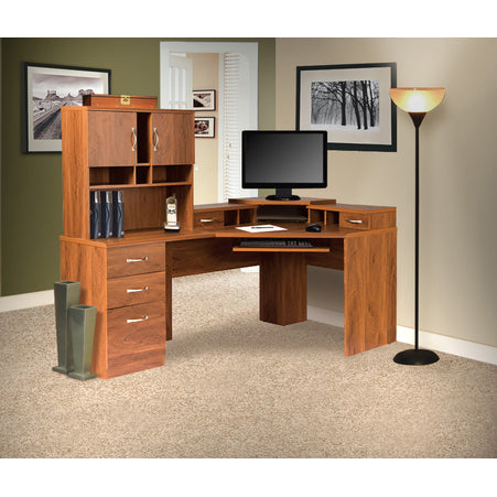 American Furniture Classics Reversible Corner Work center With Hutch In Autumn Oak
