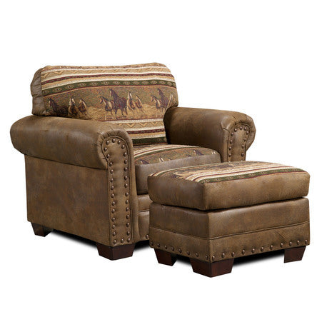 American Furniture Wild Horses Chair And Ottoman Set