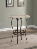 American Woodcrafters Delia Pub Table in Marble & Coppery Metal