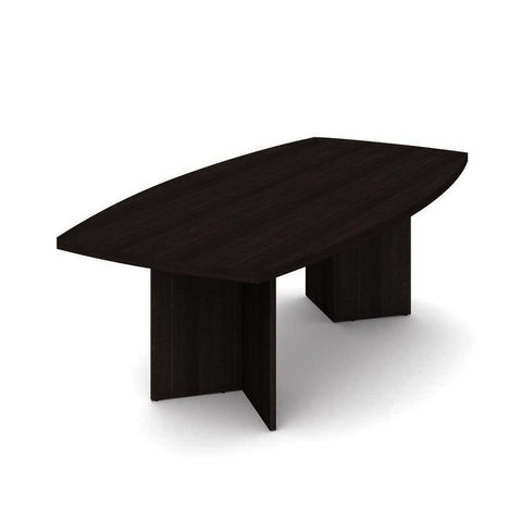 Bestar Boat-Shaped Conference Table w/Melamine Top in Bark Gray