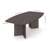 Bestar Boat-Shaped Conference Table w/Melamine Top in Bark Gray