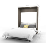 Bestar Cielo Deluxe 104 Inch Queen Wall Bed Kit in Bark Gray & White