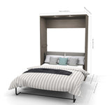 Bestar Cielo Elite 98 Inch Full Wall Bed Kit in Bark Gray & White