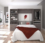 Bestar Cielo Premium 118 Inch Full Wall Bed Kit in Bark Gray & White