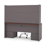 Bestar Connexion Credenza And Hutch Kit In Bordeaux & Slate
