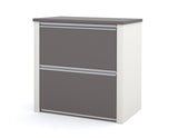 Bestar Connexion L-shaped Workstation With Lateral File In Slate & Sandstone