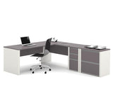 Bestar Connexion L-shaped Workstation With Lateral File In Slate & Sandstone
