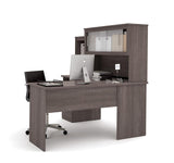 Bestar Dayton L-Shaped Desk in Bark Gray