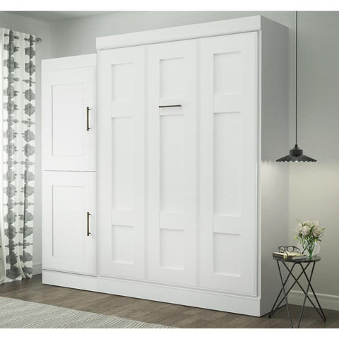 Bestar Edge Wall Bed w/2-Door Storage Unit in White
