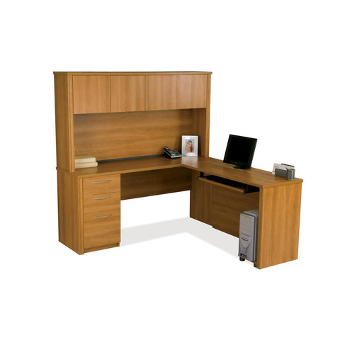 Bestar Embassy 60865-68 L-shaped Workstation Kit In Cappuccino Cherry