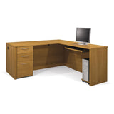 Bestar Embassy 60873-68 L-shaped Workstation Kit Including Assembled Pedestal In Cappuccino Cherry