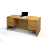 Bestar Embassy Executive Desk With Dual Half Peds In Cappuccino Cherry