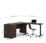 Bestar Embassy L-Desk w/Electric Height Adjustable Table in Dark Chocolate